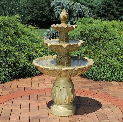 Tulip Designed 3 Tiered Outdoor Water Fountain